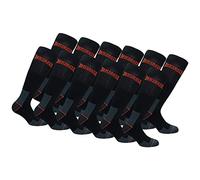 Lonsdale 12 Paires Chaussettes Longues Travail - Hauteur Genou - Chaussures Sécurité - Pointe Talon Renforcés - Coton éponge (Noir, 43-46)
