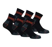 Lonsdale 6 Paires Chaussettes Quarter de Travail - Hauteur Cheville - Chaussures Sécurité - Pointe Talon Renforcés - Coton éponge (Noir, 39-42)