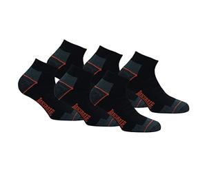 Lonsdale 6 Paires Chaussettes Sneaker de Travail - Hauteur Cheville - Chaussures Sécurité - Pointe Talon Renforcés - Coton éponge (Noir, 43-46)