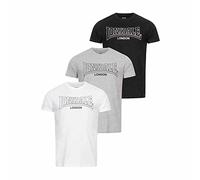 Lonsdale Beanley T-Shirt Loisirs, Noir/Blanc/Gris Marin, M Homme