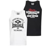 Lonsdale Biggin Lot de 2 débardeurs pour homme, Noir , XXXXL