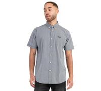 Lonsdale BRIXWORTH Chemise à Manches Courtes pour Homme Coupe ajustée Noir/Blanc Taille L