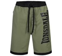Lonsdale Clennell Short de Plage, Noir et Vert Olive, XL Homme