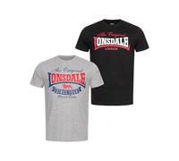 Lonsdale GEARACH T-Shirt, Marl Grey/Black, XL Men's