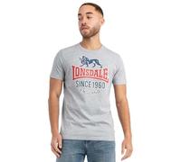 Lonsdale Gonfirth T-Shrit, Gris Marl/Bleu Marine/Rouge, M Hommes, 117525