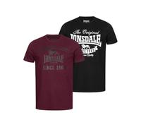 Lonsdale Homme Torbay Doppelpack T shirt, Noir/Oxblood., L EU