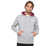 Lonsdale LINTMILL Sweat à capuche zippé pour homme, Gris Marl / Oxblood/blanc, XL