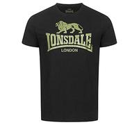 Lonsdale Homme Logo T-Shirt, Noir/Vert Olive, M EU