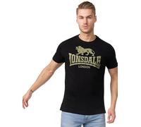 Lonsdale Logo T-Shirt, Noir/Vert Olive, S Homme