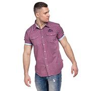 Lonsdale London Berny Homme Chemise Manches Courtes Rouge XL 100% Coton Slim Fit
