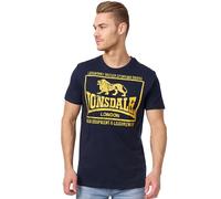 Lonsdale London Hounslow Homme T-Shirt Manches Courtes Bleu foncé 100% Coton Regular/Coupe Standard