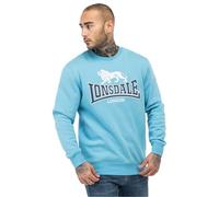 Lonsdale Sweat-shirt à col rond pour homme - Coupe normale - Bleu laver/blanc/bleu marine - Taille L, Bleu/blanc/bleu marine