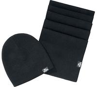 Lonsdale London Leafield écharpe + Bonnet, Noir, Taille Unique Mixte