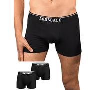 Lonsdale Lot de 2 boxers Oxfordshire pour homme, noir/noir, taille L, noir/noir, Large