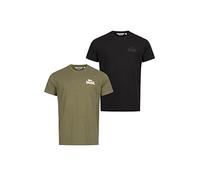 Lonsdale Lot de 2 t-shirts pour homme Bleu, Noir/Vert olive, XL