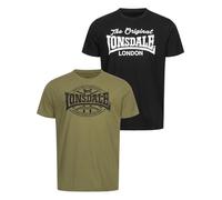 Lonsdale Morham T-Shirt Loisirs, Noir/Vert Olive, XL Homme