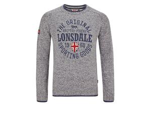 LONSDALE Pull-over 'Borden' marine / gris chiné / rouge / blanc, Taille XXL