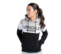 Lonsdale Sweat-Shirt à Capuche pour Femme, Noir/Blanc/Gris, M