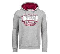 Lonsdale Sweat-Shirt à Capuche pour Homme Coupe Normale STOTFIELD, Gris Marl/Oxblood/Blanc, XXL