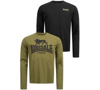 Lonsdale T-shirts Ayrshire Homme – Lot de 2 Noir/Vert olive Taille M