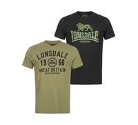 Lonsdale T-shirt Homme Bangor – Pack de 2 Noir/Olive Taille S