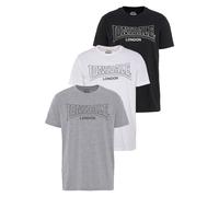 Lonsdale T-shirt homme manches courtes Beanley Lot de 3 Noir/Blanc/Gris marin Taille L