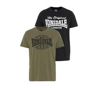 Lonsdale Morham T-Shirt Loisirs, Noir/Vert Olive, L Homme