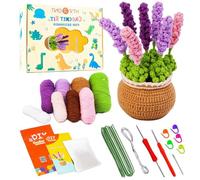 Lonsien Kit de crochet débutant, DIY Amigurumi Lavande complet | Matériel complet inclus, tutoriel vidéo, laine et outils, cadeau loisirs créatifs