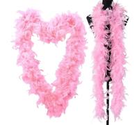 Lonsy Boa en Plumes Rose - Boa en Plumes de 2 mètres de Long pour Les Femmes pour l'artisanat Boa en Plumes moelleuses Accessoires de déguisement pour Fille Carnaval de Noël, fête de Mariage dansante