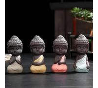 Lonsy Supprimer la négativité - Quatre Nobles vérités, Mini Statue de Bouddha Mignonne, Figurine de Moine, Mini Animal de thé de Style Bouddhisme Zen, Sculpture de méditation de Bouddha, pour Bureau,