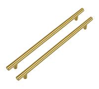 LONTAN Lot de 15 poignées de meuble vintage - En acier inoxydable - Poignées barre - Poignées de garde-corps - Pour armoires de cuisine - BA : 204 mm - Doré