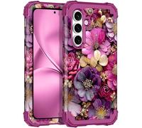 LONTECT Coque pour Galaxy S25 FE 5G Grow in the Dark Antichoc 3 en 1 Robuste Hybride Robuste Résistant aux impacts Résistant aux chutes Coque de protection Motif fleurs poussant dans l'obscurité