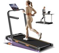 LONTEK Tapis de Marche Pliable Inclinable 16%, 10km/h Tapis de Course Pliable inclinable, avec Affichage LED, télécommande, 3.0CV Treadmill Walking Pad, 136KG Max Charge