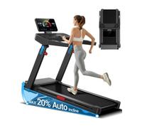 LONTEK Tapis de Course avec Inclinaison Automatique de 20%, 14KM/H, LED
