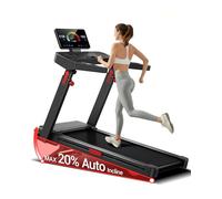 LONTEK Tapis de Course avec Inclinaison Automatique de 20%, 14KM/H Tapis Roulant Pliable avec Console Réglable sur 4 Niveaux, Treadmill Home avec Moteur 3,5CV et Affichage LED, Charge Max 180KG