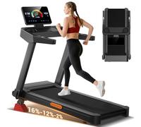 LONTEK Tapis de Course Pliable Inclinable 16%, 14KM/H Tapis Roulant Pliable avec Surveillance de Fréquence Cardiaque, Treadmill Home avec Moteur 3,5CV et Affichage LED, Charge Max 180KG, Fiable