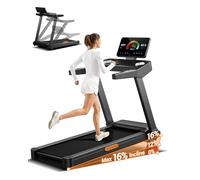 LONTEK Tapis de Course Pliable Inclinable 16%, 14KM/H Tapis de Marche avec Surveillance de Fréquence Cardiaque, Treadmill Home avec Moteur 3,5CV et Affichage LED, Charge Max 180KG, pour la Maison