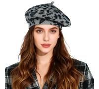 LONTG Chapeau Bérêt Femme Bonnet Béret Léopard Classique Bérets Basque Chapeau Gavroche Rétro Bérets Gavroche Ronde Vintage Casquette Artiste Mode Casquette Newsboy Bonnet Hiver Automne