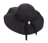 LONTG Chapeau Hiver Femme Chapeau de Laine en Feutre à Large Bord Chapeaux de Melon Retro Élégant Casquette de Bassin Vintage Capeline Anti-Froid Chapeaux de Cloche Chaud Fedora Trilby Hat