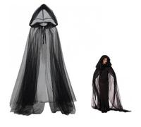 LONTG Halloween Costume de Sorcière Femme Costume Mariée Fantôme Déguisement Halloween Cape à Capuche Déguisement de Sorcière Robe Cape de Fantôme Capes d'halloween Cosplay Mascarade Carnaval