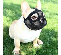 LONTG Muselière Chien en Maille Respirant Muselière Bouledogue Français Confortable Couvre Bouche de Chien Réglable Museau de Chien Anti-Aboiement Morsure Mastication Muselière Muzzle Bulldog Carlin