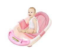 LONTG Siège de Bain Bébé Confortable Coussin Baignoire Nouveau-né en Maille Douche Siège de Baignoire Antidérapant Hamac de Bain Pliable Tapis de Bain Réglable Support de Bain Sécurité 0-12 Mois