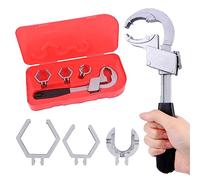 LONTOM Ensemble de clés à pipe multifonctionnelles, clé à molette réglable, clé à large ouverture avec têtes de rechange, clé universelle pour robinet d'évier, cuisine, jardin