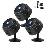 Lonvgrt Caméra De Sécurité Guardhouse Watcheye, Mini Caméra De Garde, Mini Caméra De Sécurité Magnétique Miniguard, Caméra Cachée à Portée Secrète HD 1080p avec Audio sans Fil(3set,16GB Card)