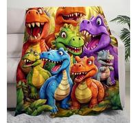 Lonvgrt Couverture Légère en Flanelle Imprimée en Haute Définition avec De Mignons Dinosaures Souriants, Idéale for Les Enfants. Couverture Douce Et Amusante avec Un Imprimé Numérique HD De Dragons