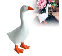 Lonvgrt Élégante Sculpture de Bureau en Résine Représentant Une Oie et Un Canard, Porte-clés Magnétique Amusant et Ridicule de 17,8 Cm, Mini Figurine D'animal Mignonne(1pc)
