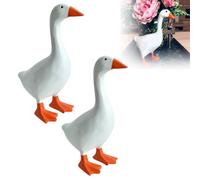 Lonvgrt Élégante Sculpture de Bureau en Résine Représentant Une Oie et Un Canard, Porte-clés Magnétique Amusant et Ridicule de 17,8 Cm, Mini Figurine D'animal Mignonne(2pcs)