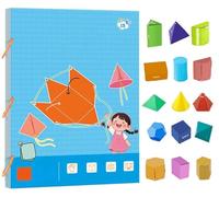 Lonvgrt Livre d'apprentissage De Géométrie 3D Koyoata Pull String, Cahier D'exercices De Géométrie Boutiquefortun Toy avec 9/12/15 Solides, Formules De Volume Et De Surface Enseignées(15-Model)