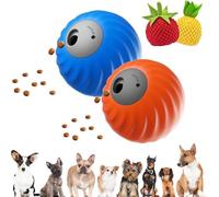 Lonvgrt Zoomie Buddy 2.0, Jouet for Chien Zoomie Buddy, Jouet Interactif Tactile Intelligent, Balles Interactives 2 en 1 Et Distributeur De Nourriture for Animaux(Blue+Red,with Fruit Cover)