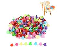 Lonwiner 100 Attaches Parisiennes Multicolores en Forme de Cœur en Métal pour Loisirs Créatifs, Petites Attaches Rondes en Papier pour Cartes et Scrapbooking